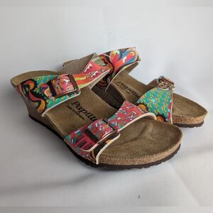 PAPILLO By Birkenstock Women Wedge Colorful Sandals Size 37 = 6 US